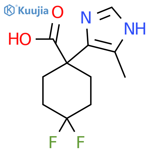 4,4-difluoro-1-(4-methyl-1H-imidazol-5-yl)cyclohexane-1-carboxylic acid structure