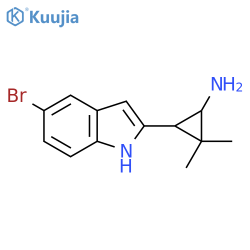 3-(5-bromo-1H-indol-2-yl)-2,2-dimethylcyclopropan-1-amine structure