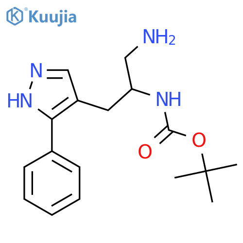 tert-butyl N-1-amino-3-(3-phenyl-1H-pyrazol-4-yl)propan-2-ylcarbamate structure