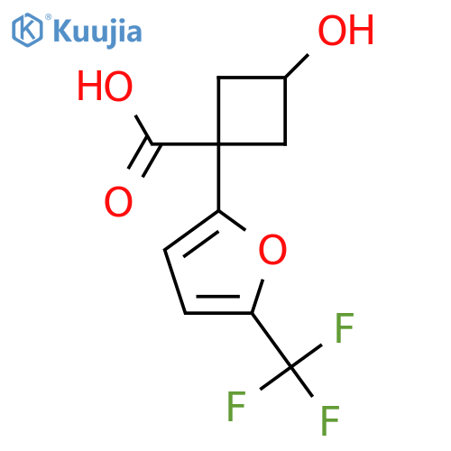 3-hydroxy-1-5-(trifluoromethyl)furan-2-ylcyclobutane-1-carboxylic acid structure