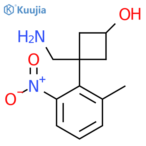 3-(aminomethyl)-3-(2-methyl-6-nitrophenyl)cyclobutan-1-ol structure