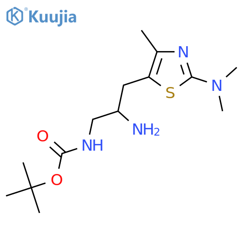 tert-butyl N-{2-amino-3-2-(dimethylamino)-4-methyl-1,3-thiazol-5-ylpropyl}carbamate structure