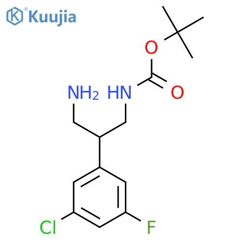tert-butyl N-3-amino-2-(3-chloro-5-fluorophenyl)propylcarbamate structure
