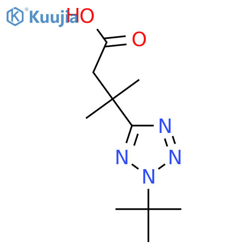 3-(2-tert-butyl-2H-1,2,3,4-tetrazol-5-yl)-3-methylbutanoic acid structure