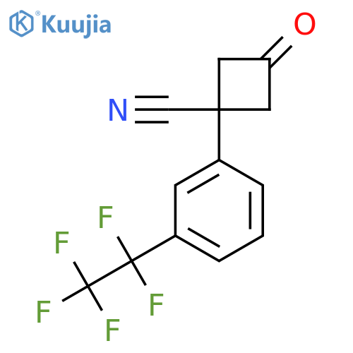 3-oxo-1-3-(pentafluoroethyl)phenylcyclobutane-1-carbonitrile structure