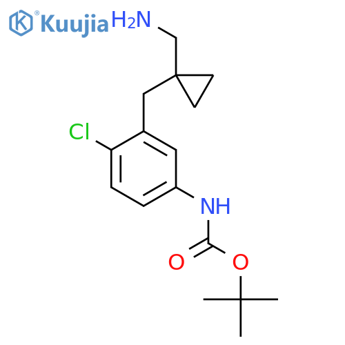 tert-butyl N-(3-{1-(aminomethyl)cyclopropylmethyl}-4-chlorophenyl)carbamate structure