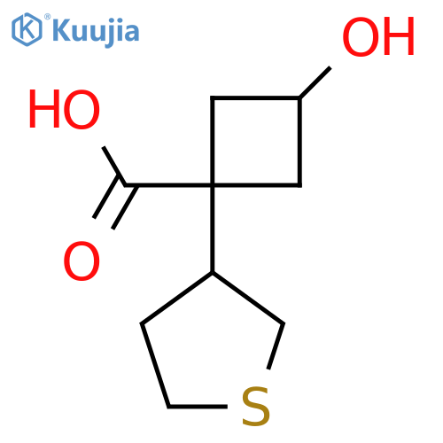 3-hydroxy-1-(thiolan-3-yl)cyclobutane-1-carboxylic acid structure