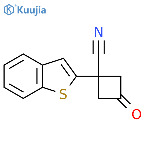 1-(1-benzothiophen-2-yl)-3-oxocyclobutane-1-carbonitrile structure