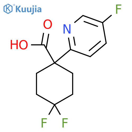 4,4-difluoro-1-(5-fluoropyridin-2-yl)cyclohexane-1-carboxylic acid structure