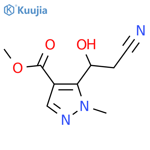 methyl 5-(2-cyano-1-hydroxyethyl)-1-methyl-1H-pyrazole-4-carboxylate structure