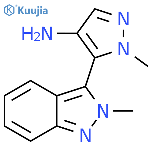 1-methyl-5-(2-methyl-2H-indazol-3-yl)-1H-pyrazol-4-amine structure
