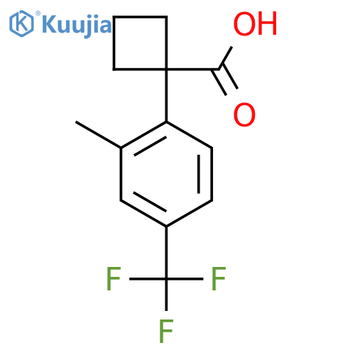 1-2-methyl-4-(trifluoromethyl)phenylcyclobutane-1-carboxylic acid structure
