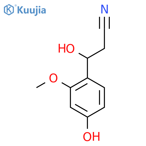 3-hydroxy-3-(4-hydroxy-2-methoxyphenyl)propanenitrile structure