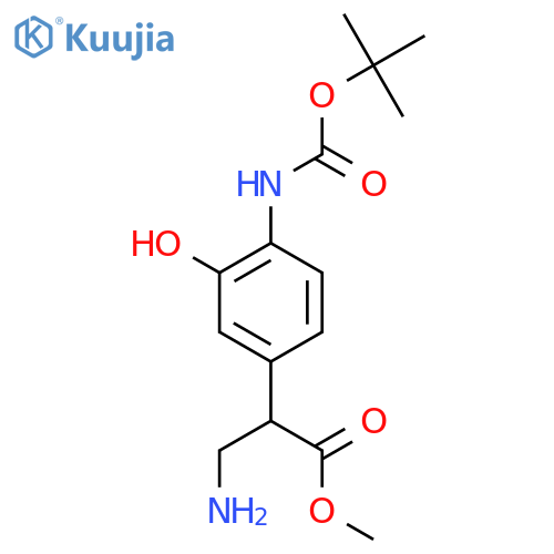 methyl 3-amino-2-(4-{(tert-butoxy)carbonylamino}-3-hydroxyphenyl)propanoate structure