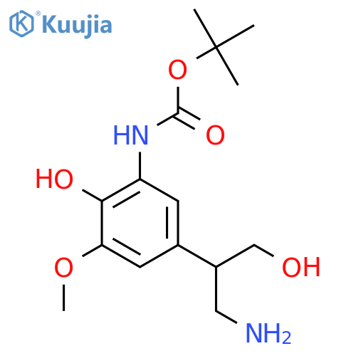 tert-butyl N-5-(1-amino-3-hydroxypropan-2-yl)-2-hydroxy-3-methoxyphenylcarbamate structure