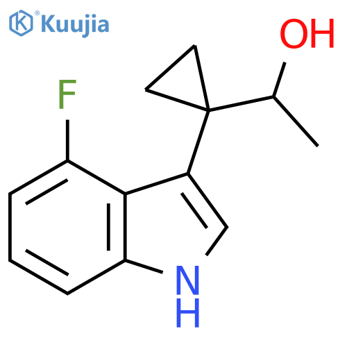 1-1-(4-fluoro-1H-indol-3-yl)cyclopropylethan-1-ol structure