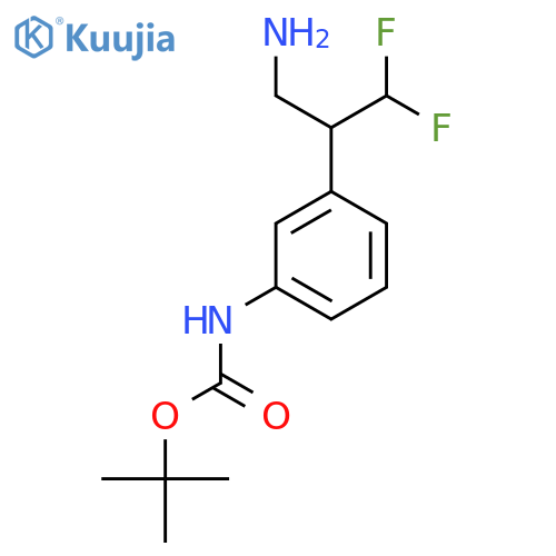 tert-butyl N-3-(3-amino-1,1-difluoropropan-2-yl)phenylcarbamate structure