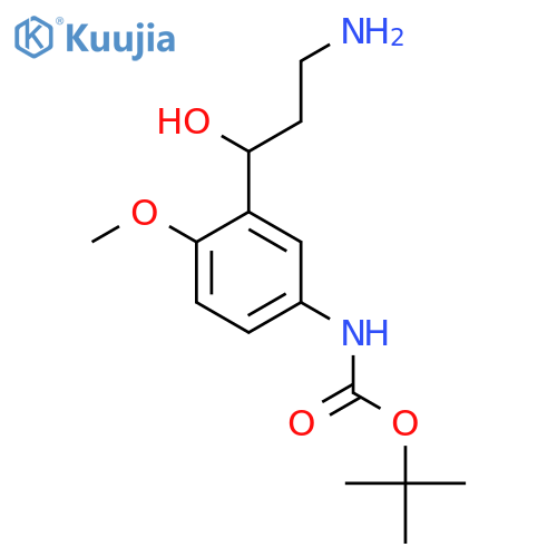tert-butyl N-3-(3-amino-1-hydroxypropyl)-4-methoxyphenylcarbamate structure