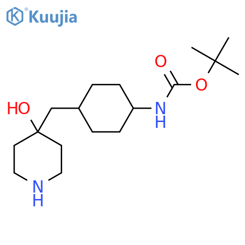 tert-butyl N-{4-(4-hydroxypiperidin-4-yl)methylcyclohexyl}carbamate structure