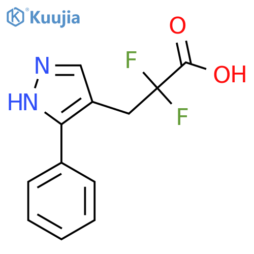 2,2-difluoro-3-(3-phenyl-1H-pyrazol-4-yl)propanoic acid structure