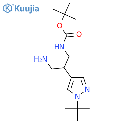 tert-butyl N-3-amino-2-(1-tert-butyl-1H-pyrazol-4-yl)propylcarbamate structure