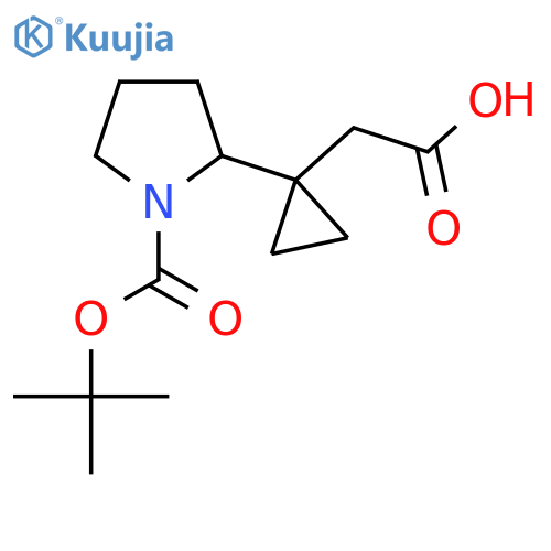 2-(1-{1-(tert-butoxy)carbonylpyrrolidin-2-yl}cyclopropyl)acetic acid structure