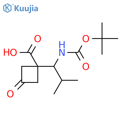 1-(1-{[(Tert-butoxy)carbonyl]amino}-2-methylpropyl)-3-oxocyclobutane-1-carboxylic acid structure