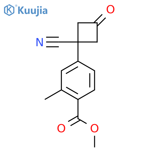 methyl 4-(1-cyano-3-oxocyclobutyl)-2-methylbenzoate structure