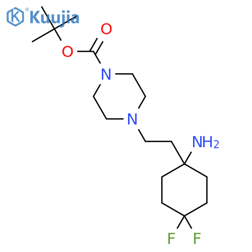 tert-butyl 4-2-(1-amino-4,4-difluorocyclohexyl)ethylpiperazine-1-carboxylate structure