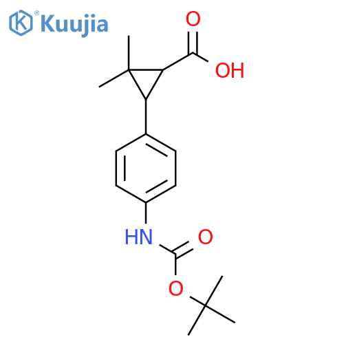 3-(4-{(tert-butoxy)carbonylamino}phenyl)-2,2-dimethylcyclopropane-1-carboxylic acid structure