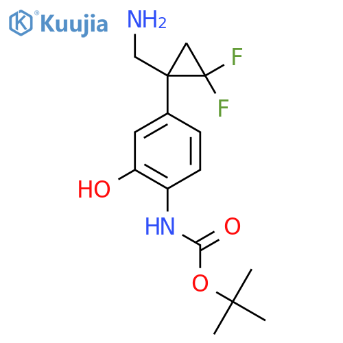 tert-butyl N-{4-1-(aminomethyl)-2,2-difluorocyclopropyl-2-hydroxyphenyl}carbamate structure