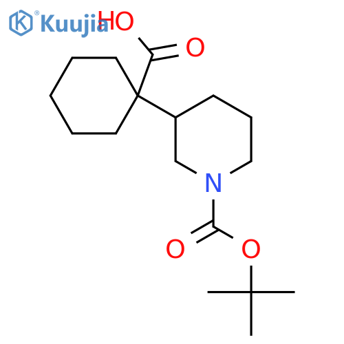 1-{1-(tert-butoxy)carbonylpiperidin-3-yl}cyclohexane-1-carboxylic acid structure