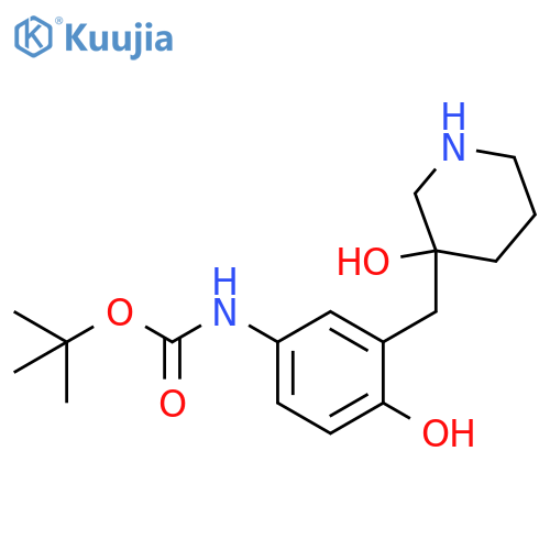 tert-butyl N-{4-hydroxy-3-(3-hydroxypiperidin-3-yl)methylphenyl}carbamate structure