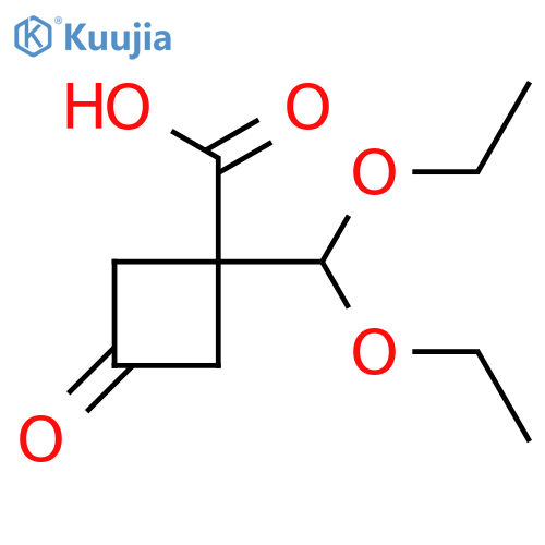 1-(diethoxymethyl)-3-oxocyclobutane-1-carboxylic acid structure