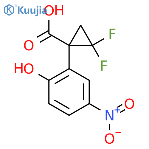 2,2-difluoro-1-(2-hydroxy-5-nitrophenyl)cyclopropane-1-carboxylic acid structure