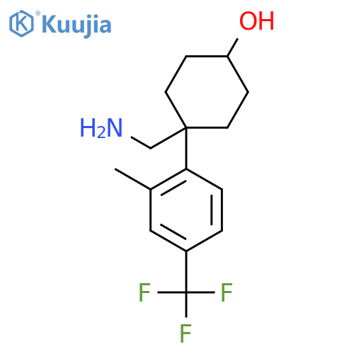 4-(aminomethyl)-4-2-methyl-4-(trifluoromethyl)phenylcyclohexan-1-ol structure