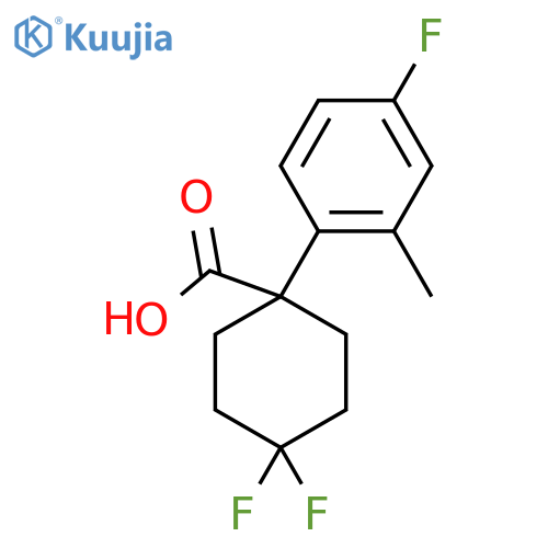 4,4-difluoro-1-(4-fluoro-2-methylphenyl)cyclohexane-1-carboxylic acid structure