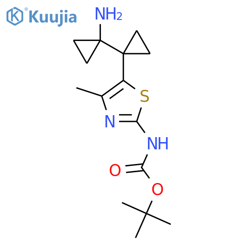 tert-butyl N-{5-1-(1-aminocyclopropyl)cyclopropyl-4-methyl-1,3-thiazol-2-yl}carbamate structure
