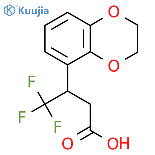 3-(2,3-dihydro-1,4-benzodioxin-5-yl)-4,4,4-trifluorobutanoic acid structure