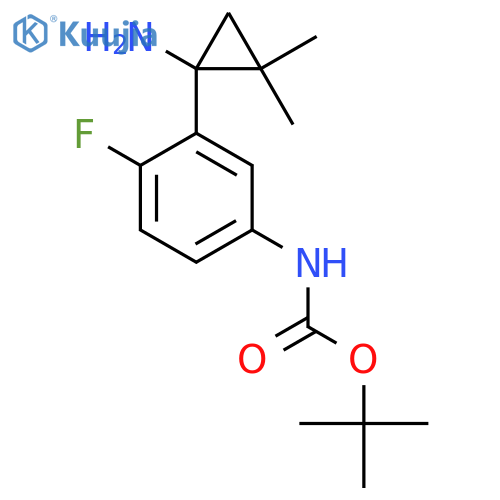 tert-butyl N-3-(1-amino-2,2-dimethylcyclopropyl)-4-fluorophenylcarbamate structure