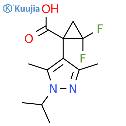 1-3,5-dimethyl-1-(propan-2-yl)-1H-pyrazol-4-yl-2,2-difluorocyclopropane-1-carboxylic acid structure