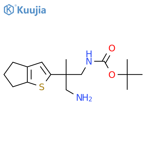 tert-butyl N-(3-amino-2-{4H,5H,6H-cyclopentabthiophen-2-yl}-2-methylpropyl)carbamate structure