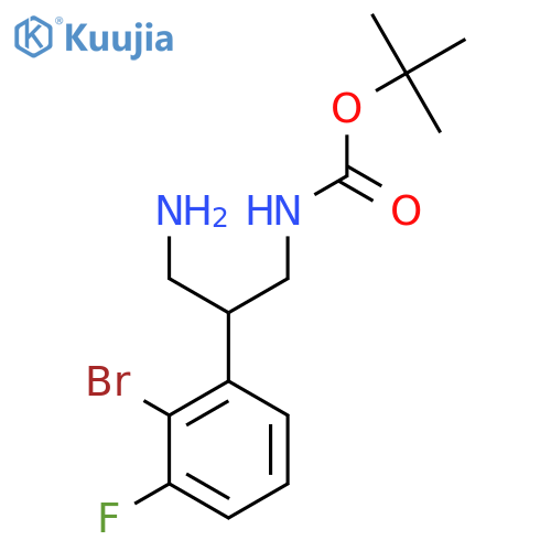 tert-butyl N-3-amino-2-(2-bromo-3-fluorophenyl)propylcarbamate structure