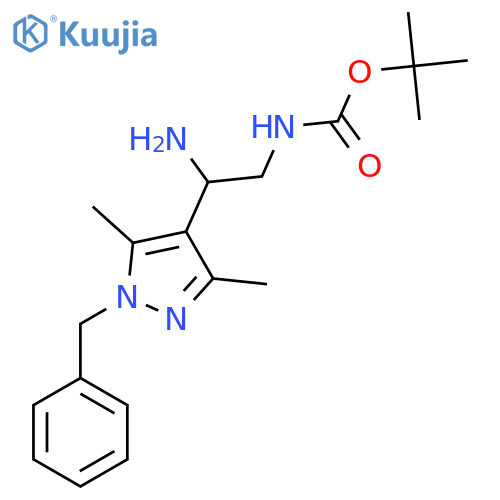tert-butyl N-2-amino-2-(1-benzyl-3,5-dimethyl-1H-pyrazol-4-yl)ethylcarbamate structure