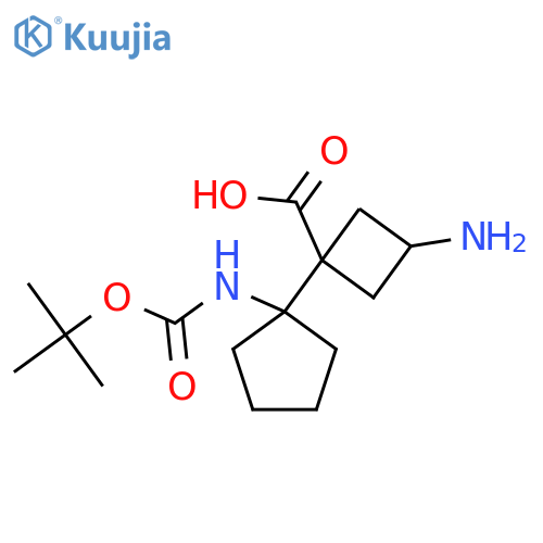 3-amino-1-(1-{(tert-butoxy)carbonylamino}cyclopentyl)cyclobutane-1-carboxylic acid structure
