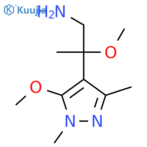 2-methoxy-2-(5-methoxy-1,3-dimethyl-1H-pyrazol-4-yl)propan-1-amine structure