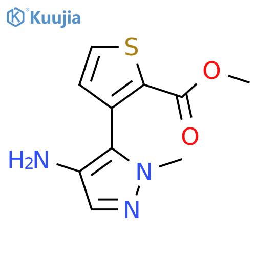 methyl 3-(4-amino-1-methyl-1H-pyrazol-5-yl)thiophene-2-carboxylate structure
