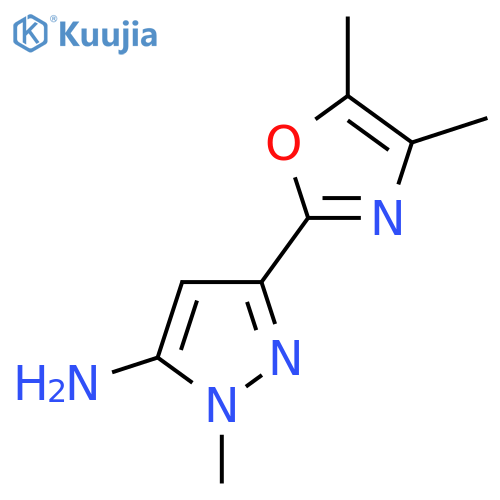 3-(dimethyl-1,3-oxazol-2-yl)-1-methyl-1H-pyrazol-5-amine structure