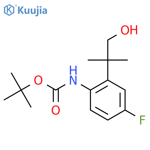 tert-butyl N-4-fluoro-2-(1-hydroxy-2-methylpropan-2-yl)phenylcarbamate structure