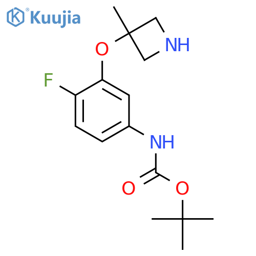 tert-butyl N-{4-fluoro-3-(3-methylazetidin-3-yl)oxyphenyl}carbamate structure